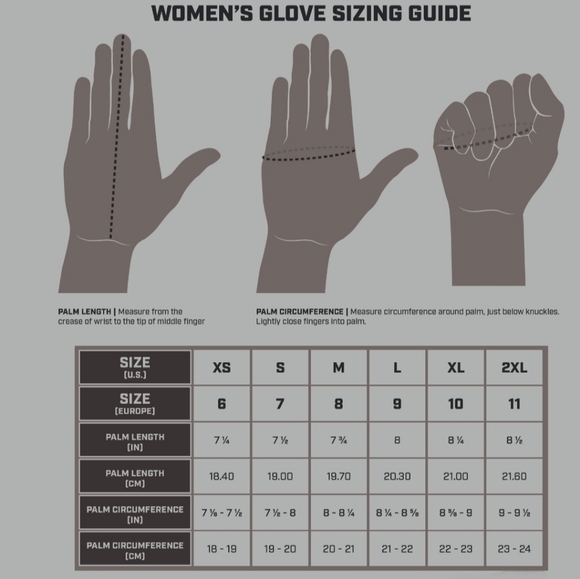 WOMENS GLOVE SIZING GUIDE - Picture 1 of 1